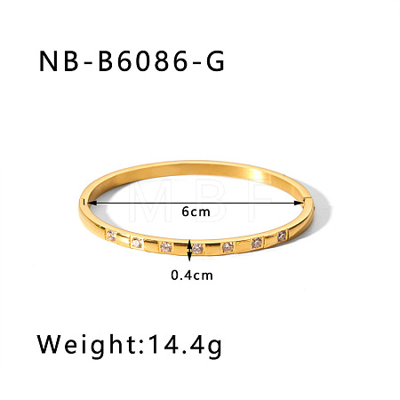 304 Stainless Steel Pave Cubic Zirconia Bangles FS-WG09E60-29-1
