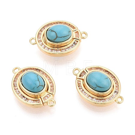 Brass Pave Clear Cubic Zirconia Magnetic Clasps KK-N287-10G-01-1