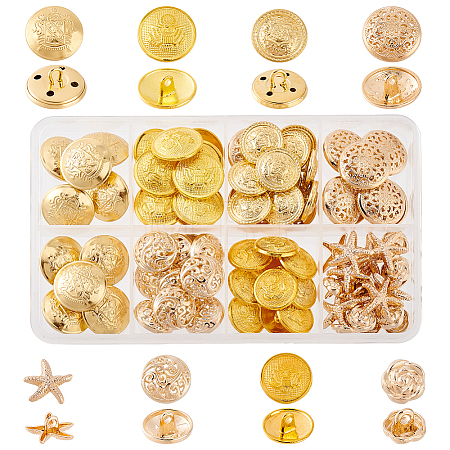 8 Styles Brass & Alloy Shank Buttons BUTT-PH0001-32B-1