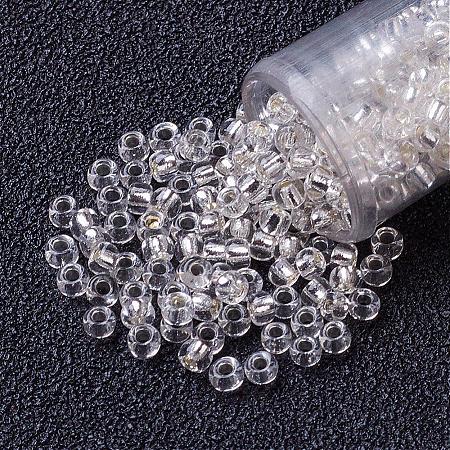 FGB 12/0 Grade A Transparent Silver Lined Round Glass Seed Beads X-SEED-A022-F12-34-1