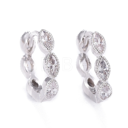 Brass Micro Pave Cubic Zirconia Huggie Hoop Earrings LS-EJEW-K083-34P-B-1