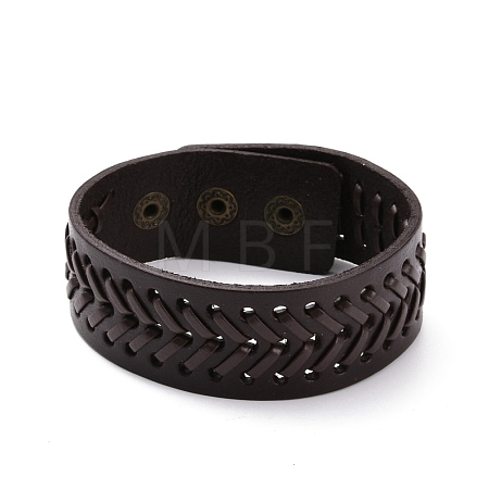 Vintage Cowhide Leather Braided Cord Bracelet for Men BJEW-A039-02B-1