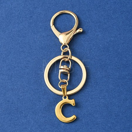 304 Stainless Steel Initial Letter Charm Keychains KEYC-YW00005-03-1