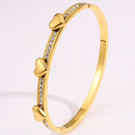 304 Stainless Steel & Crystal Rhinestone Hinged Bangles for Women WG2CEEC-03-1