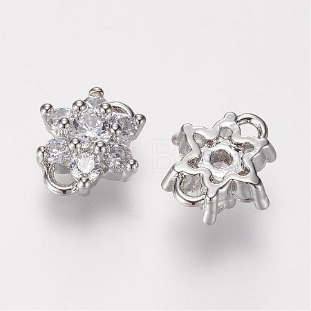 Brass Micro Pave Grade AAA Cubic Zirconia Links ZIRC-G086-13P-NR-1