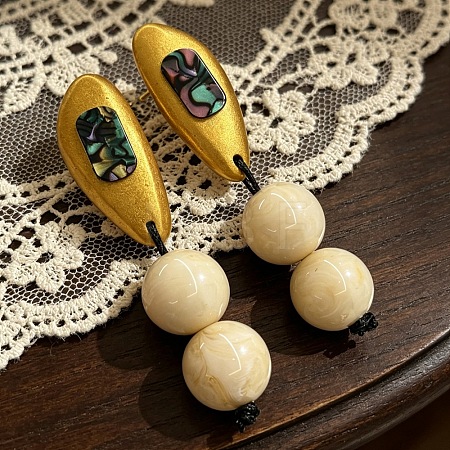 Wood & Glass Stud Earrings for Women WG46741-01-1
