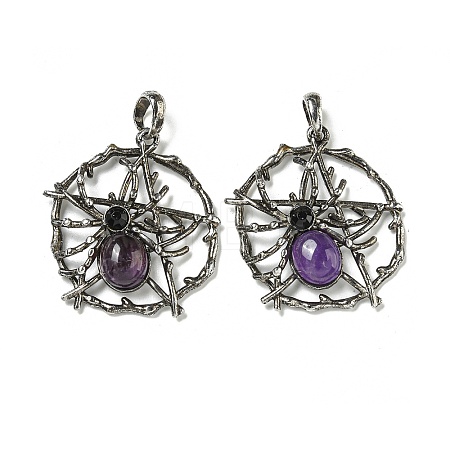 Natural Amethyst Pendants G-P547-05AS-06-1
