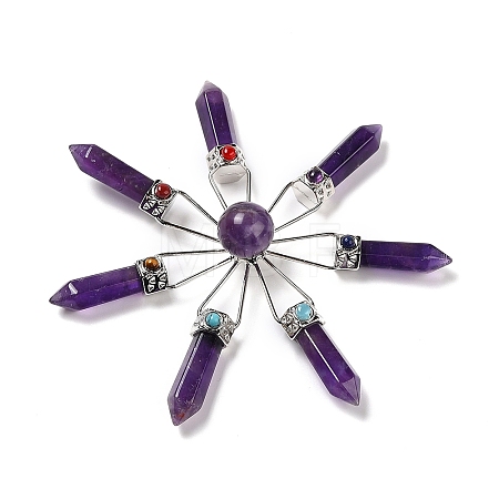 Natural Amethyst 7 Chakra Points Energy Generator DJEW-I016-01P-03-1