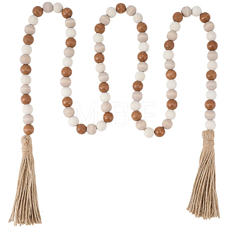 Wooden Round Beads Hanging Decorations AJEW-SP0006-07-1
