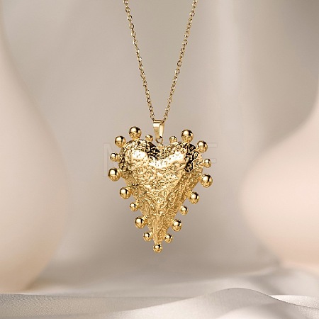 304 Stainless Steel Textured Pendant Necklaces for Women WG18037-03-1