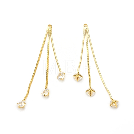Clear Glass Tassel Pendnants KK-P228-16G-1