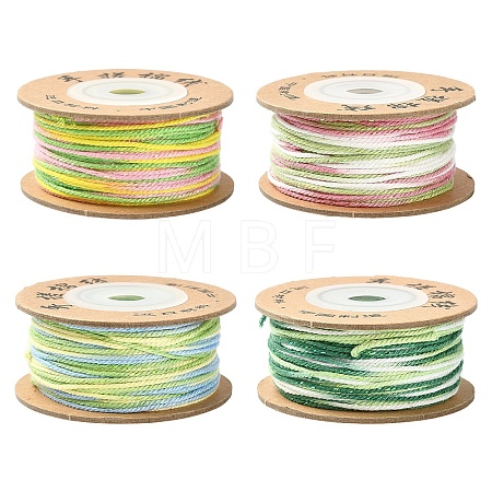 4 Rolls 4 Colors Segment Dyed Macrame Cotton Cord OCOR-YW0001-27C-1