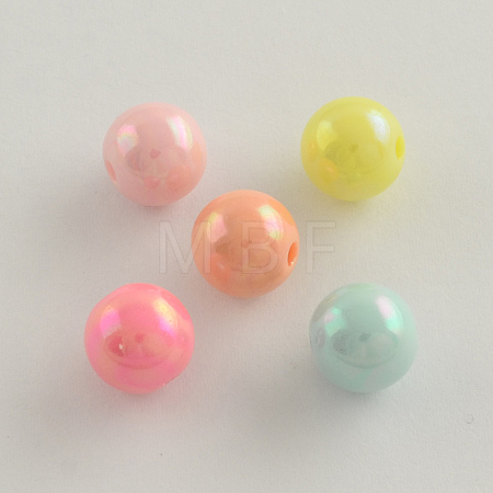 AB Color Plated Acrylic Round Beads SACR-Q109-6mm-M-1
