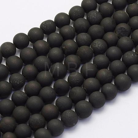 Electroplate Natural Druzy Agate Beads Strands G-G708-6mm-09-1
