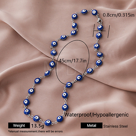 Vintage Style 304 Stainless Steel Enamel Evil Eye Link Chain Necklaces for Women VR8497-3-1
