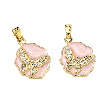 Brass Micro Pave Clear Cubic Zirconia Pendants KK-A294-10G-01-1