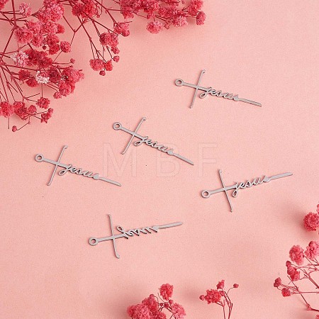10Pcs Jesus Cross Charm Pendant Cross Faith Charm Necklace Stainless Steel Pendant for Christian Religious Jewelry Gifts Making JX517A-1