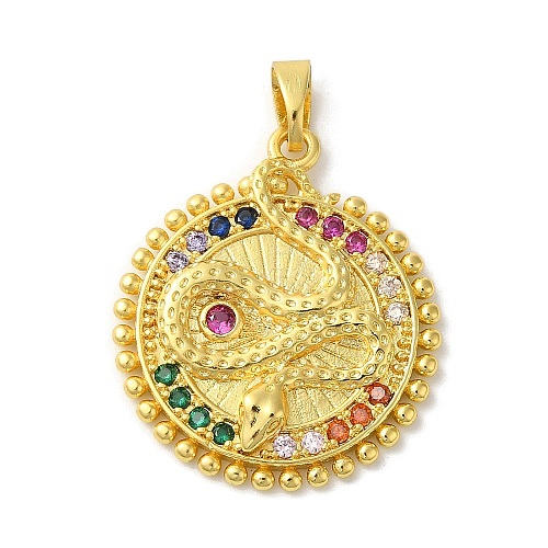 Rack Plating Brass Micro Pave Cubic Zirconia Pendants KK-U022-13C-G-1