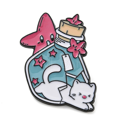 Cat in the Bottle Enamel Pins JEWB-Q033-01A-1