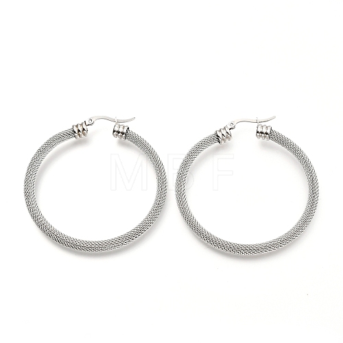 304 Stainless Steel Mesh Hoop Earrings EJEW-C501-12P-C-1