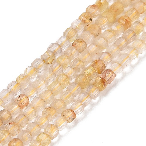 Natural Gold Rutilated Quartz Beads Strands G-C009-B17-1