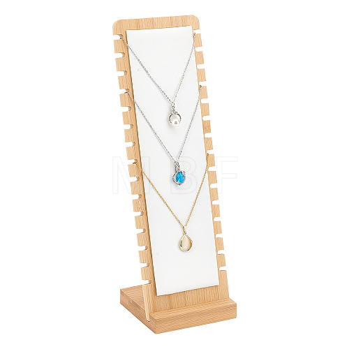 Detachable Wood Slant Back Necklace Display Stands NDIS-WH0009-16C-1