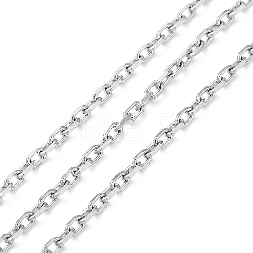 Tarnish Resistant 304 Stainless Steel Faceted Cable Chains CHS-G027-03P-1