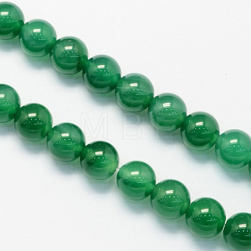 Round Dyed Natural Green Onyx Agate Beads Strands X-G-S123-6mm-1