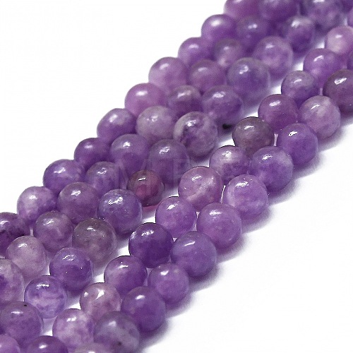 Natural Lepidolite/Purple Mica Stone Beads Strands G-M353-A01-4mm-1