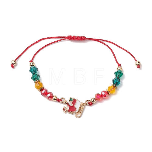 Christmas Glass Braided Bead Bracelets BJEW-JB10892-01-1