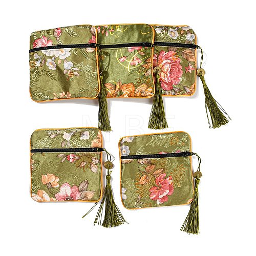 Chinese Style Floral Cloth Jewelry Storage Zipper Pouches AJEW-D063-01C-1