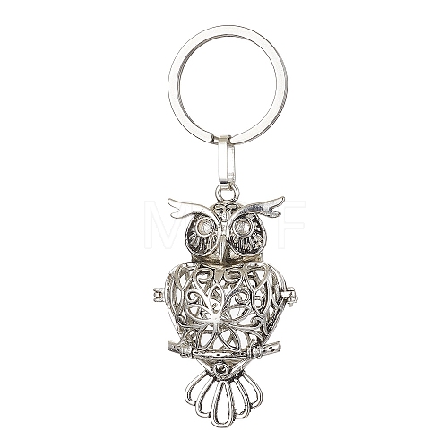 Brass Hollow Owl Pendant Keychain KEYC-JKC00561-1