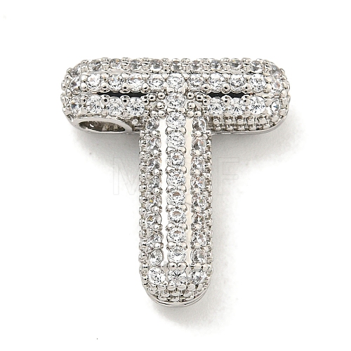 Platinum Plated Brass Micro Pave Cubic Zirconia Pendants KK-L073-001P-T-1