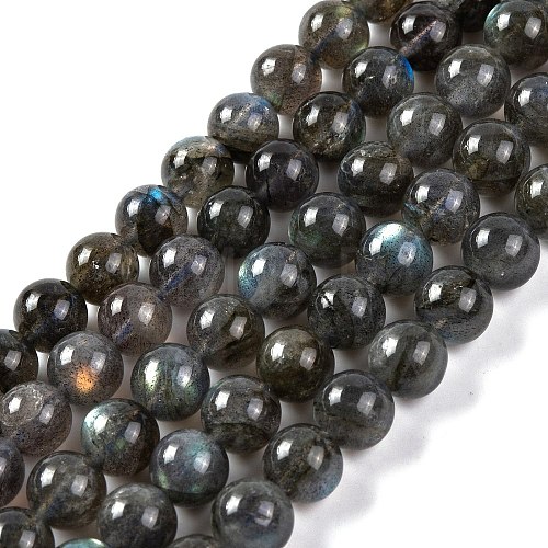 Grade AA Natural Gemstone Labradorite Round Beads Strands X-G-E251-33-6mm-02-1