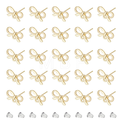 DICOSMETIC 50Pcs Bowknot Alloy Stud Earring Findings FIND-DC0005-03-1