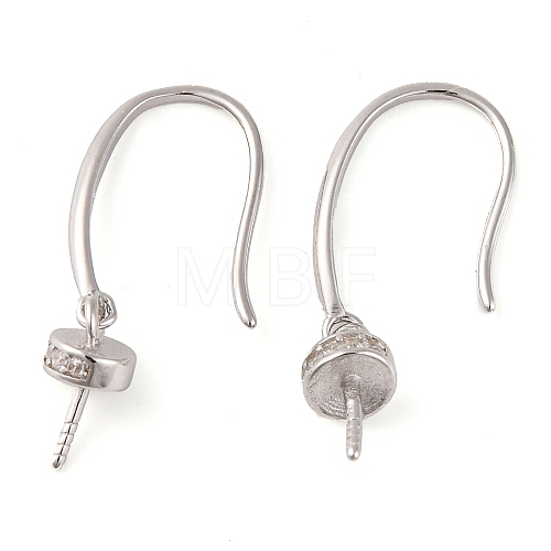 925 Sterling Silver Micro Pave Clear Cubic Zirconia Earring Hooks STER-U005-14P-1