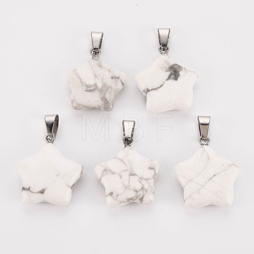 Star Natural Howlite Pendants G-Q367-18-1