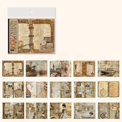 Cross-Border Ancient Forest Sticker Pack Retro Collection 1857 Series Hand Account Decoration Collage DIY 4 Styles PW-WGF1E94-03-1