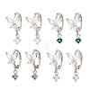 Butterfly Platinum Brass Dangle Hoop Earrings EJEW-L270-11P-1