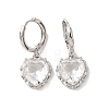 Valentine's Day Heart Brass & Glass Hoop Earrings EJEW-Z164-23P-03-4