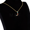 Golden Brass Micro Pave Cubic Zirconia Initial Pendants Necklaces NJEW-S069-JN002-J-2