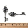 Key Brass Natural Black Agate Big Pendants KK-D361-01AS-20-3
