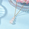 Natural Rose Quartz Round Beaded Gourd Shape Pendant 304 Stainless Steel Cable Chain Necklaces for Women NJEW-JN05656-01-1