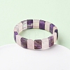 Rectangle Natural Amethyst & Rose Quartz  Beads Stretch Bracelets for Women Men BJEW-Z149-01E-2