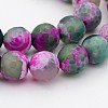 Natural Weathered Agate Faceted Round Beads Strands G-A134-02F-10mm-1
