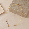 Stainless Steel Heart Pendant Faceted Round Natural Lapis Lazuli with Miyuki Beaded Necklaces LS-UF0843-1-1