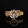 Brass Micro Pave Clear Cubic Zirconia Bangles for Women FS-WGA7409-43-1