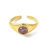 Natural Gemstone Sun 304 Stainless Steel Cuff Open Rings for Women RJEW-JR01065-5