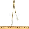 Adjustable Electroplate Shell Pearl Teardrop Tassel 304 Stainless Steel Box Chain Slider Lariat Necklaces for Women NJEW-JN06021-4