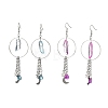 2 Pairs Moon with Star Natural Quartz Crystal Dangle Earrings EJEW-JE06763-2